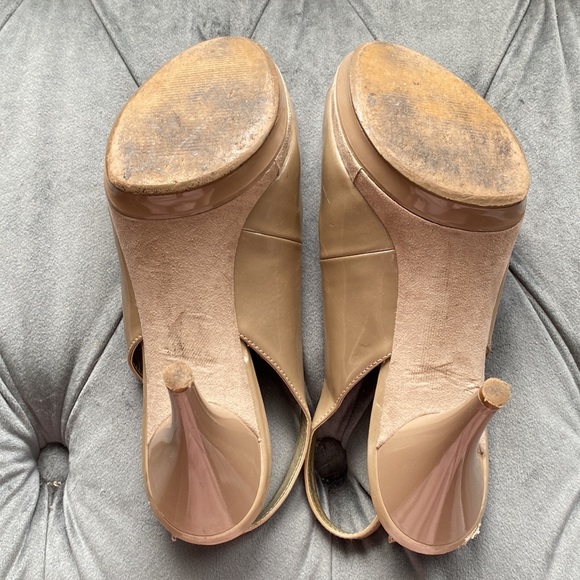 Nine West 7 1/2 Tan Faux Patent Leather Heels - Picture 5 of 14